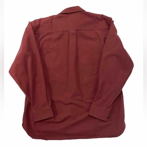 LL Bean Long  Sleeve Heavy Button Down 100% Cotton Mens Size Large Red/Maroon - Picture 2 of 6